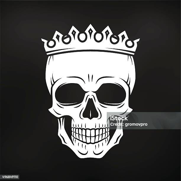 Skull King Crown Design Element Vintage Royal Illustration Medieval Style Stock Illustration - Download Image Now