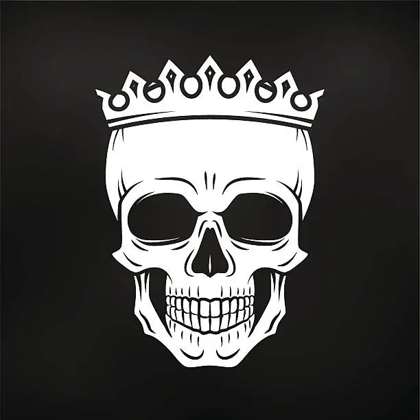 Vector illustration of Skull King Crown design element. Vintage Royal illustration. Medieval style