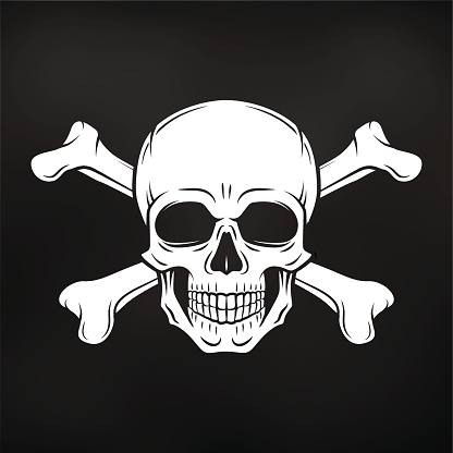 Pirate Jolly Roger with crossbones template. death t-shirt concept.