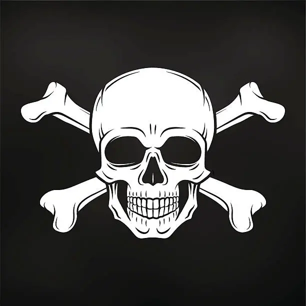 Vector illustration of Pirate Jolly Roger with crossbones template. death t-shirt concept