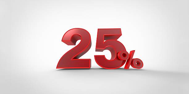 istock 3D rendering of a red 25 percent letters 496849658