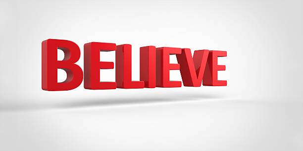 istock Believe 3D text Illustration of motivational word 496849874
