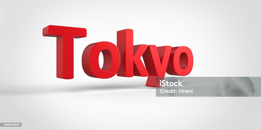 Tokyo 3D text Illustration of City Name Tokyo 3D text Illustration of City Name Render isolated on White grey gray Background 2015 Stock Photo