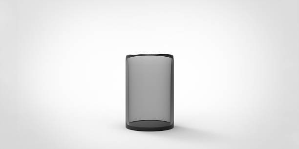 istock 3D transparent black glass on white grey gray background 496850022