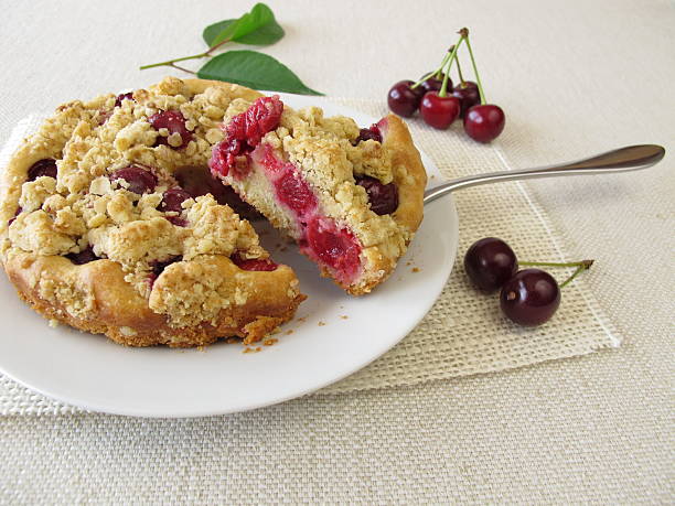 istock Crumble cake with sour cherries 496850576