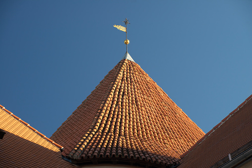 Old church religious building tower in Cripple Creek Colorado in western USA in North America.