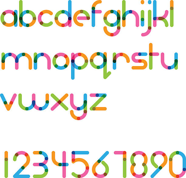 überlappende farbigen abgerundeten linie font-normal - connect englischer begriff stock-grafiken, -clipart, -cartoons und -symbole
