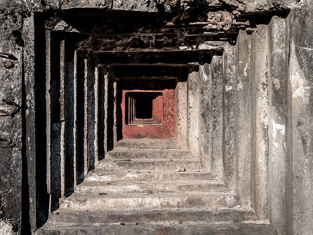 Outside detailed view of loophole of old military bunker