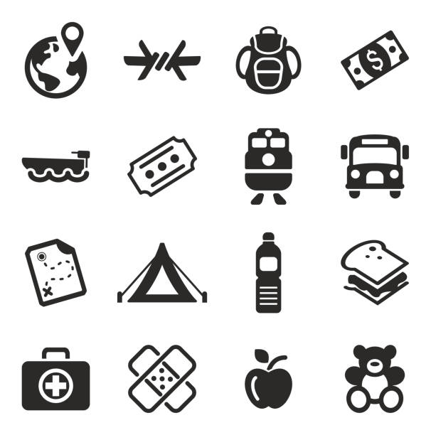 Refugees Icons This image is a illustration and can be scaled to any size without loss of resolution. earth first aid stock illustrations