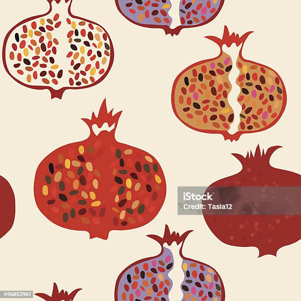 Pomegranate Seamless Pattern Funny Stock Illustration - Download Image Now - Art, Art And Craft, Backgrounds