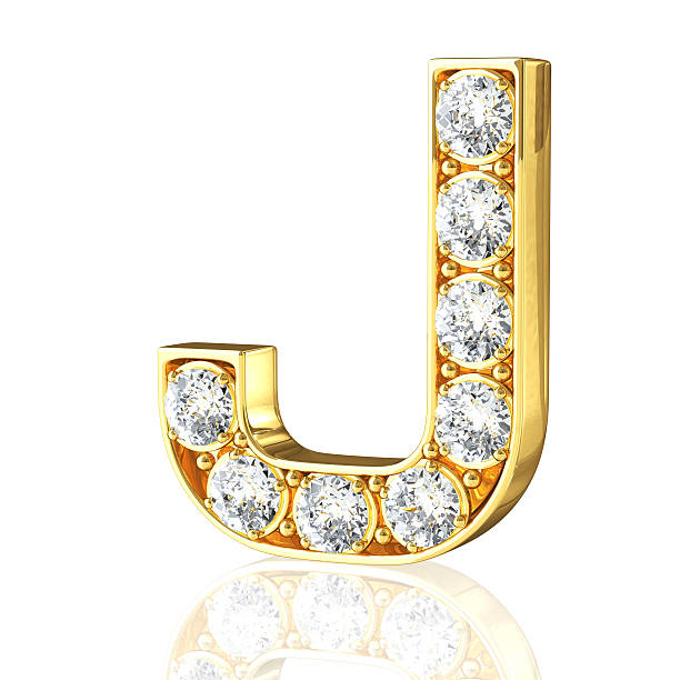 Gold Letter J With Diamonds Stock Photo - Download Image Now - Letter J,  Jewelry, Gold - Metal - iStock