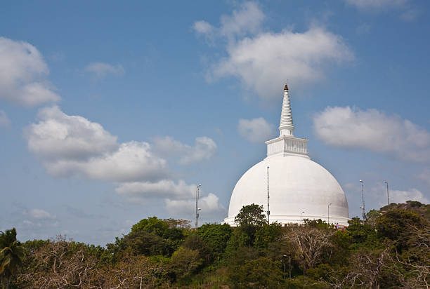 Mahaseya Dagoba The huge white stupa (Dagoba) in Mihintale province, Sri Lanka. mihintale stock pictures, royalty-free photos & images