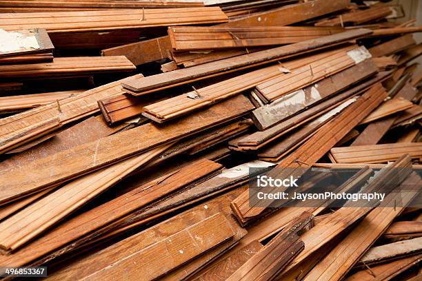 Large Pile Of Hardwood Floor During Construction Stock Photo - Download Image Now - Apartment, Arch - Architectural Feature, Architecture