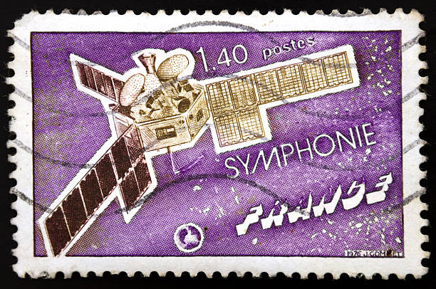 istock French postage stamp, Communications Satellite Symphonie 496854655