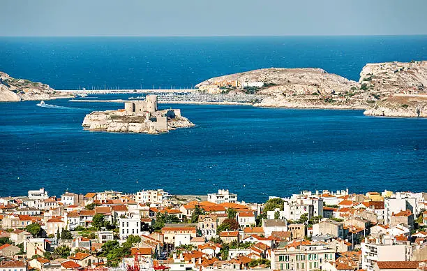 View from Marseilles to islands , France