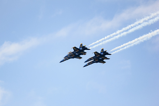 San Francisco, USA - October 8: US Navy Blue Angels during the show in SF Fleet Week on October 8, 2011 in San Francisco, USA.