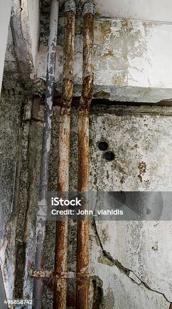 Old Pipe Fungal Mold Wall Stock Photo - Download Image Now - 2015, Black Color, Brick