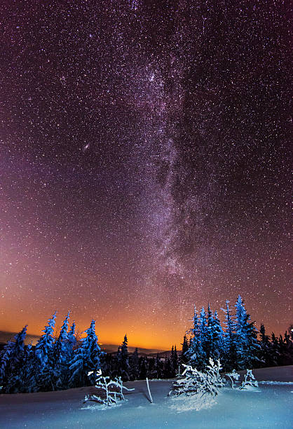 istock Milky Way in the snowy mountains 496858818