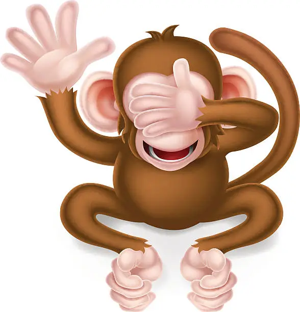 Vector illustration of See No Evil Wise Monkey