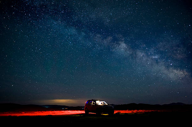 The car of the tourist against the star sky The car of the tourist against the star sky. astronomer photos stock pictures, royalty-free photos & images