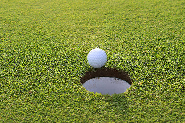 istock Image of ball by putting green hole on golf course 496859329
