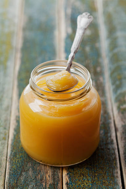 istock Lemon curd macro, traditional fruit cream, vintage style 496862116