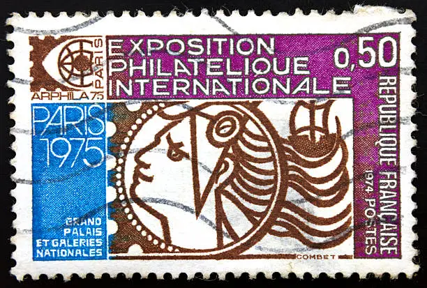Photo of French postage stamp, international philatelic exhibition