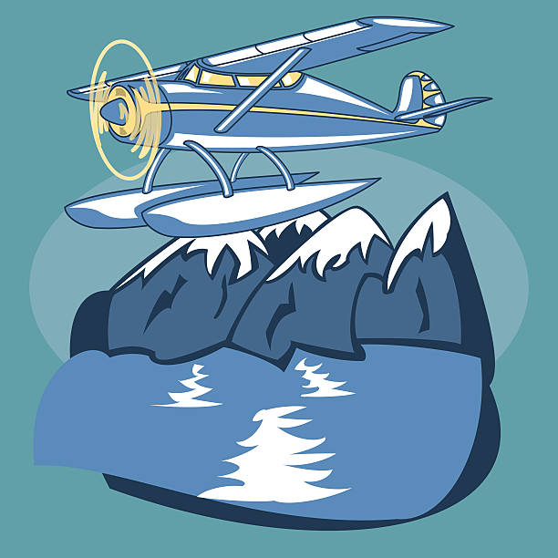 illustrazioni stock, clip art, cartoni animati e icone di tendenza di sea plane - seaplane airplane floating on water float