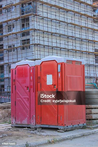 Porta Potty At Construction Site Stock Photo - Download Image Now - Air Duct, Bathroom, Building Exterior