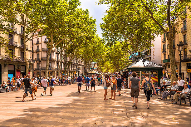 Barcelona Las Ramblas Barcelona Las Ramblas  promenade stock pictures, royalty-free photos & images