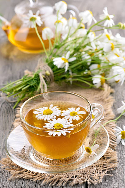 istock Herbal chamomile tea in glass cup 496876546