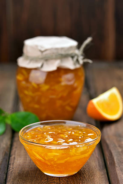 istock Orange jam in glass bowl 496876628