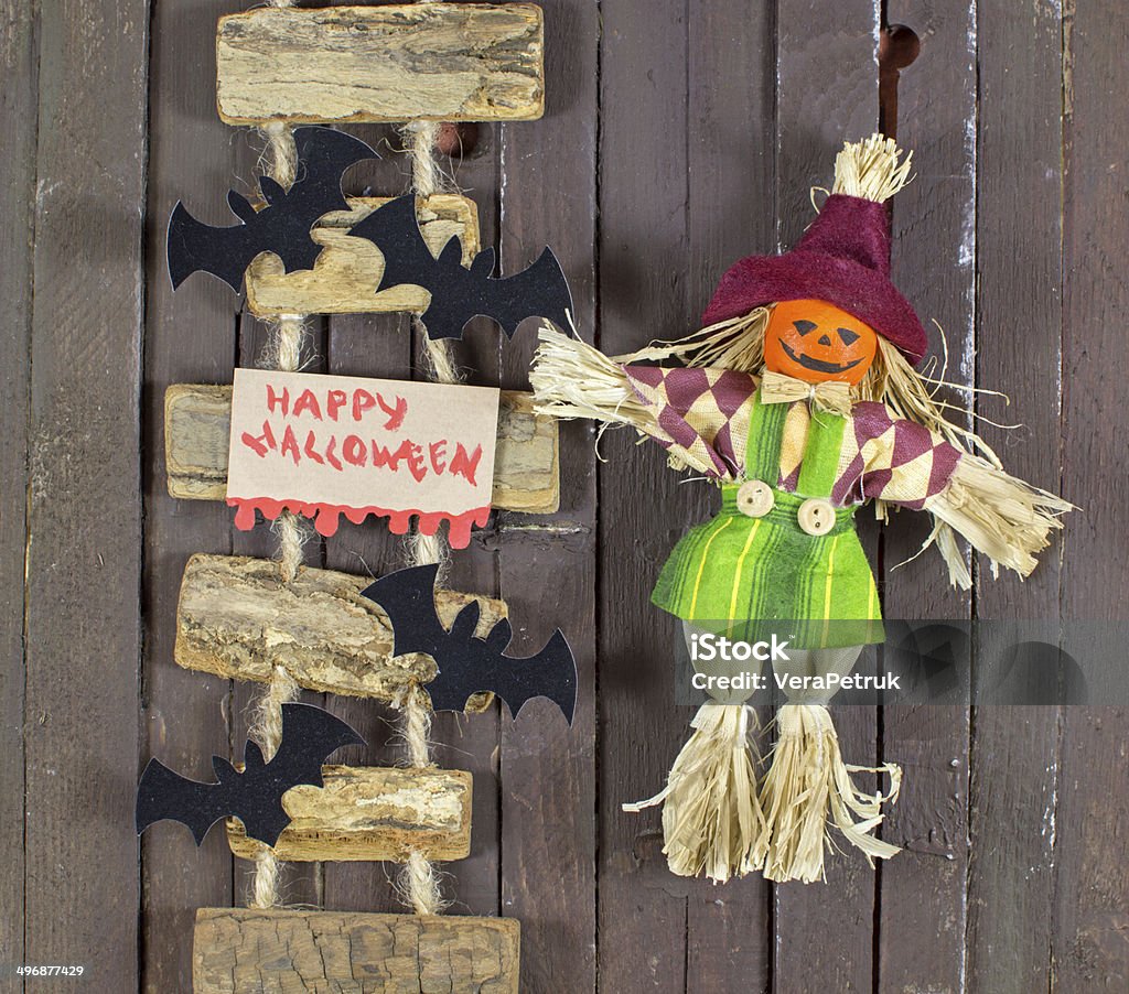 Halloween-Puppe - Lizenzfrei Bauholz-Brett Stock-Foto