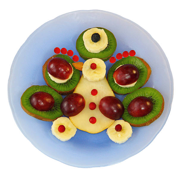 istock Bird of fruit on a blue plate on a white background 496877514