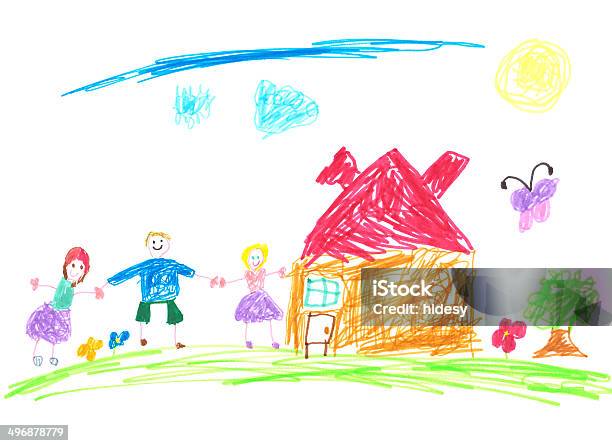 Childs Drawing Stock Illustration - Download Image Now - Child, Drawing - Activity, Drawing - Art Product