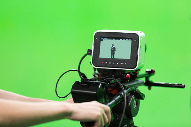 istock Modern Film Studio with Green Screen and Light Equipment 496879014