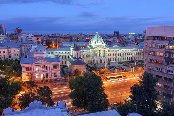 공중 over Bucharest, Romania 스톡 사진