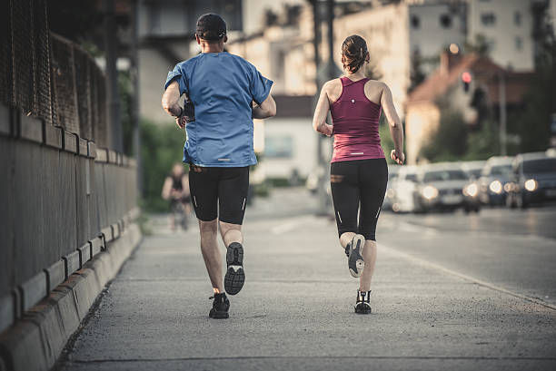 Man and woman jogging