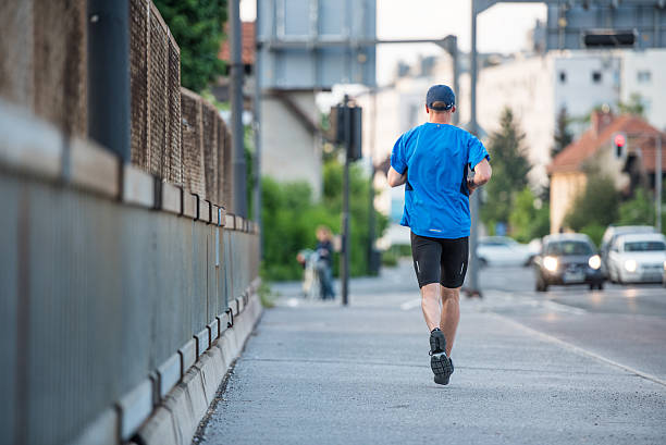 Man jogging in city