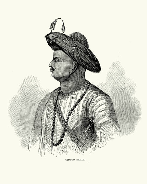 Tipu Sultan Portrait of Tipu Sultan, (20 November 1750  to 4 May 1799), also known as the Tiger of Mysore and Tippoo Sahib, was a ruler of the Kingdom of Mysore and a scholar, soldier and poet. sultan stock illustrations