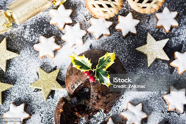 Christmas Pudding And Mince Pies Stock Photo - Download Image Now - 2015, Baking, Berry
