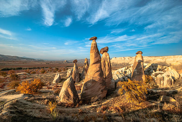Fairy Chimneys in Cappadocia A landscape in Cappadocia at autumn. There are fairy chimneys. cappadocia photos stock pictures, royalty-free photos & images