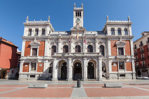 City hall on plaza mayor square in Valladolid, Castile and Leon, Spain