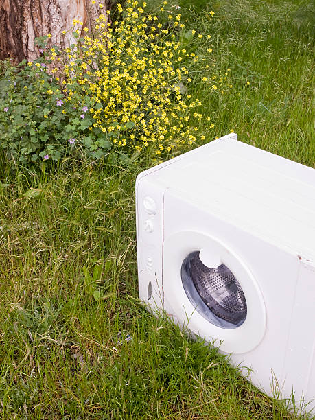 istock Washing machine abandoned in the grass 496881945