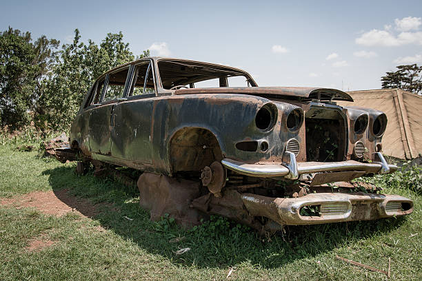 istock Carwreck in Kampala owned by the old Uganda dictator 496885654