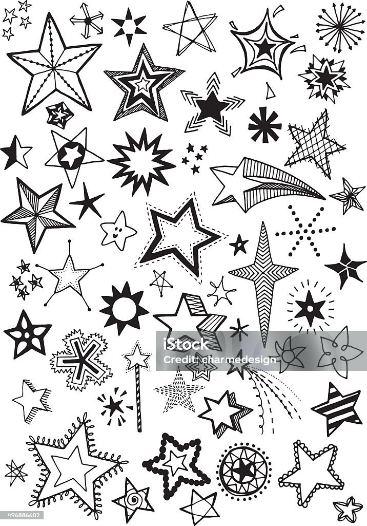 Gekritzel Stars - Lizenzfrei Sternenspur Vektorgrafik