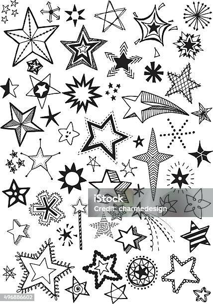 Gekritzel Stars Stock Vektor Art und mehr Bilder von Sternenspur - Sternenspur, Meteor - Weltall, Stern - Form