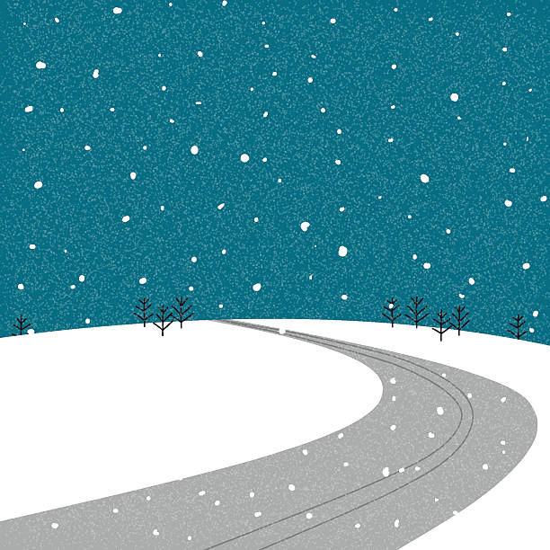 Road on the mountain during during winter Road on the mountain during during winter snow road stock illustrations