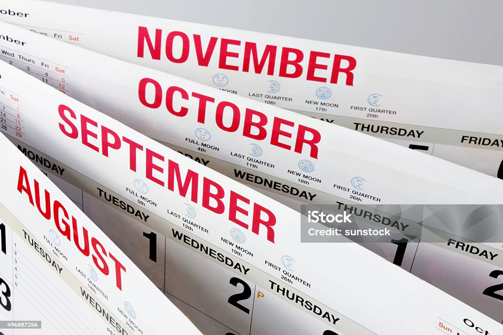 Calendar Pages Close Up of Calendar Pages 2015 Stock Photo