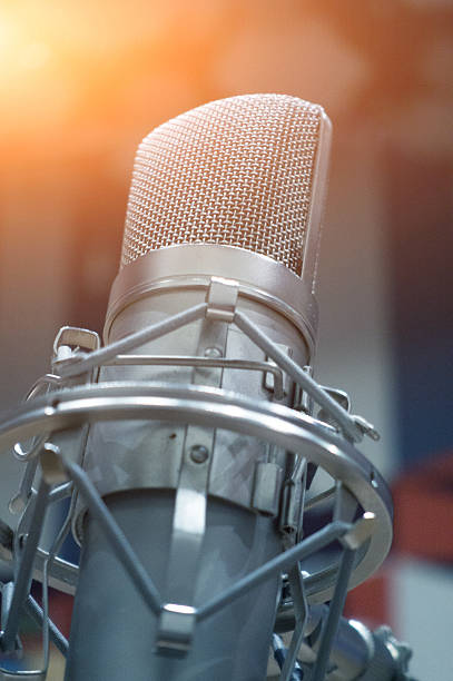 микрофон в студи�и звукозаписи - low key audio стоковые фото и изображения